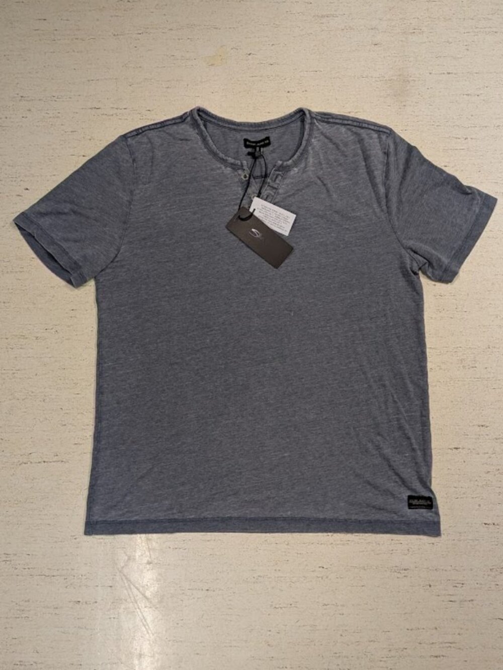Silver Jeans Co. men's henley short sleeve button sz M, Navy/Marine